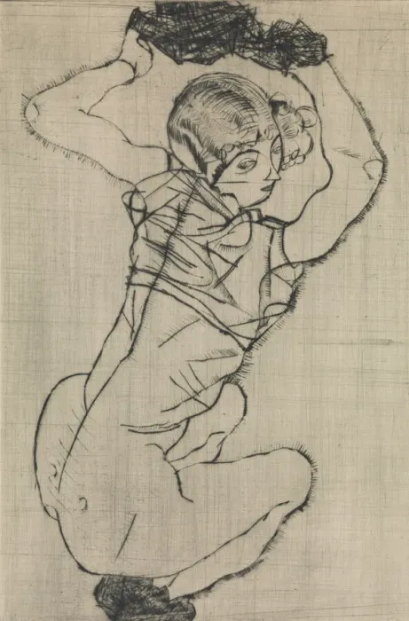 Framed Print : Squatting Woman, 1914. Creator: Egon Schiele Framed Print : Squatting Woman, 1914. Creator: Egon Schiele