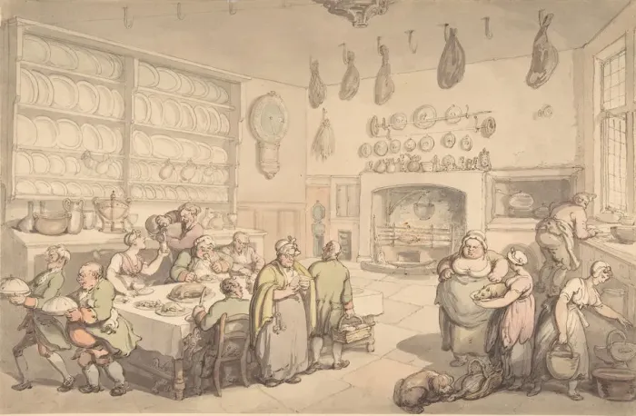 Framed Print : The Squires Kitchen, late 18th-early 19th century. Creator: Thomas Rowlandson Framed Print : The Squires Kitchen, late 18th-early 19th century. Creator: Thomas Rowlandson