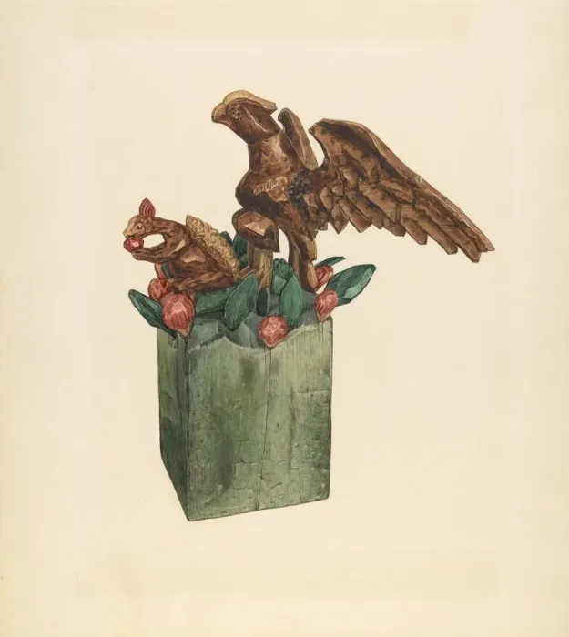 Framed Print : Squirrel and Eagle, c. 1939. Creator: Giacinto Capelli