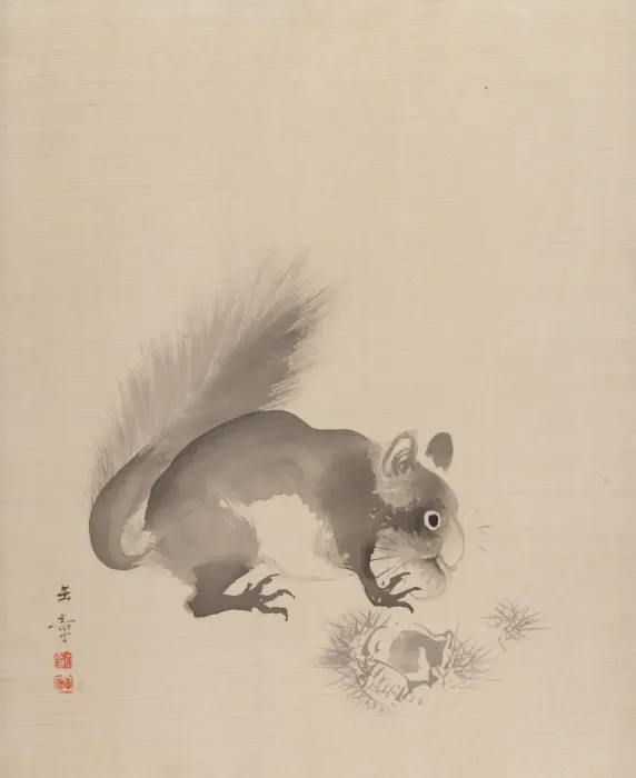 Framed Print : Squirrel Eating Chestnuts, 1887-92. Creator: Gyokusho Kawabata Framed Print : Squirrel Eating Chestnuts, 1887-92. Creator: Gyokusho Kawabata