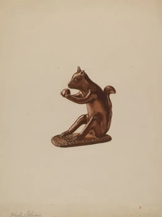 Framed Print : Squirrel Statuette, c. 1937. Creator: Yolande Delasser Framed Print : Squirrel Statuette, c. 1937. Creator: Yolande Delasser