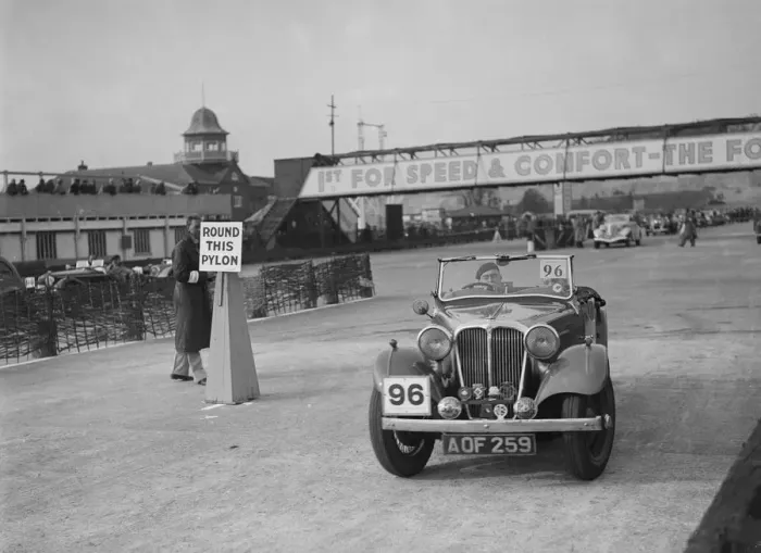 Framed Print : SS 2 competing in the JCC Rally, Brooklands, Surrey, 1939. Artist: Bill Brunell Framed Print : SS 2 competing in the JCC Rally, Brooklands, Surrey, 1939. Artist: Bill Brunell