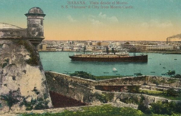 SS Havana and city from Morro Castle, Havana, Cuba, c1910