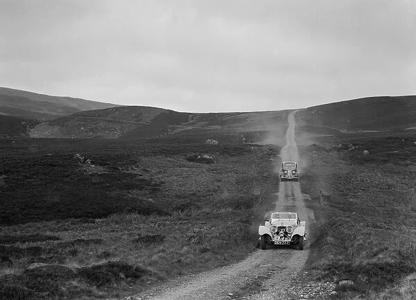 SS Jaguar 100 open 2-seater and Humber saloon competing in the RSAC Scottish Rally, 1939