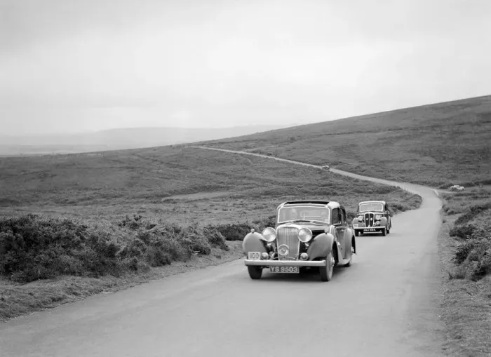 Framed Print : SS Stanleys Jaguar SS leading RS Mantles Standard Flying 12 at the MCC Torquay Rally, July 1937 Framed Print : SS Stanleys Jaguar SS leading RS Mantles Standard Flying 12 at the MCC Torquay Rally, July 1937
