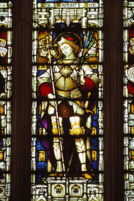 Framed Print : St. Alban in West window of Hereford Cathedral, England, 20th century. Artist: CM Dixon Framed Print : St. Alban in West window of Hereford Cathedral, England, 20th century. Artist: CM Dixon