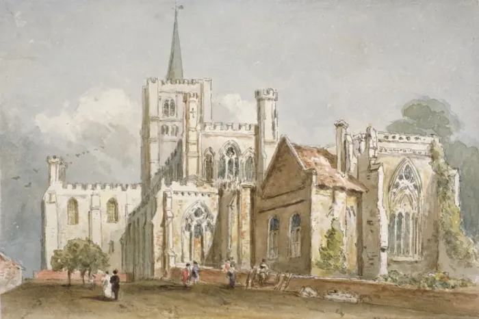 Framed Print : St Albans Cathedral, Hertfordshire, c1830 Framed Print : St Albans Cathedral, Hertfordshire, c1830