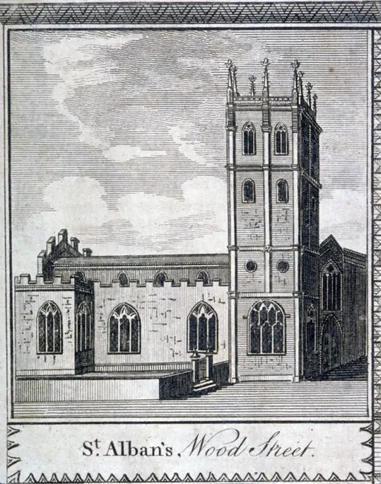 Framed Print : St Albans Church, Wood Street, London, c1750 Framed Print : St Albans Church, Wood Street, London, c1750