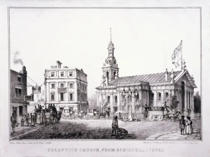 Framed Print : St Alfege, Greenwich, London, c1830. Artist: W Bligh Barker Framed Print : St Alfege, Greenwich, London, c1830. Artist: W Bligh Barker