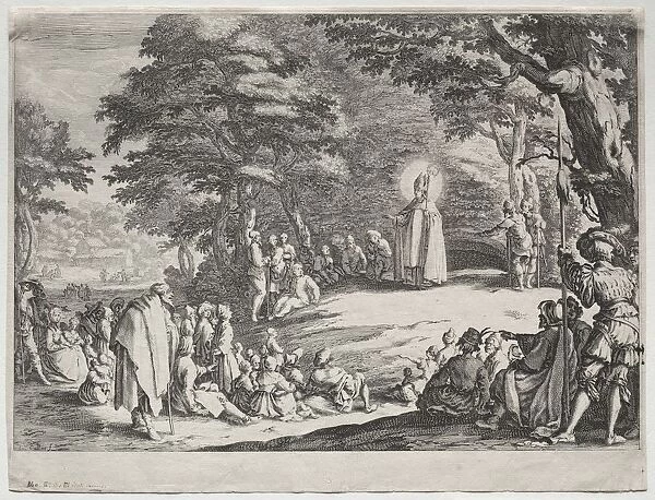 St. Amand Preaching in a Wood. Creator: Jacques Callot (French, 1592-1635)