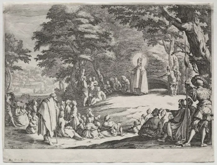 Framed Print : St. Amand Preaching in a Wood. Creator: Jacques Callot (French, 1592-1635) Framed Print : St. Amand Preaching in a Wood. Creator: Jacques Callot (French, 1592-1635)