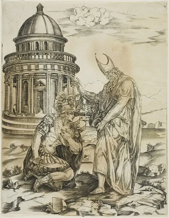 Framed Print : St. Ambrose and the Emperor Theodosius, n.d. Creator: Master IRs Framed Print : St. Ambrose and the Emperor Theodosius, n.d. Creator: Master IRs