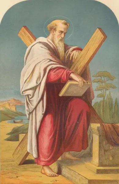 St Andrew Carrying His Cross, Mid-19th Century Print. Art Prints