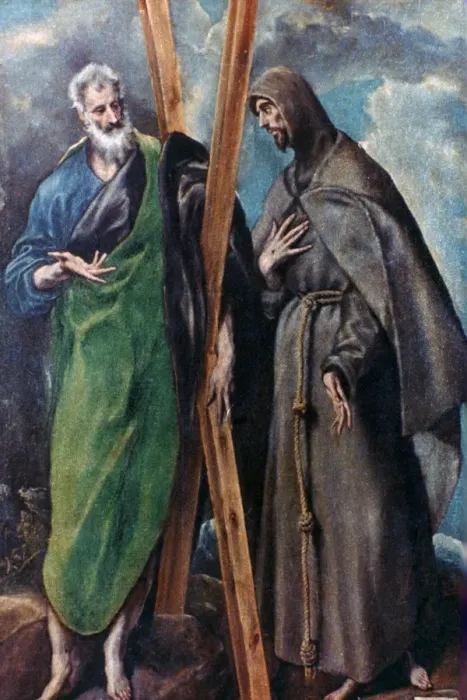 Framed Print : St Andrew and St Francis, c1590-1595. Artist: El Greco Framed Print : St Andrew and St Francis, c1590-1595. Artist: El Greco