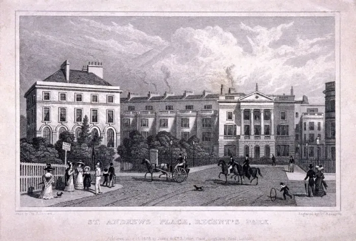 Framed Print : St Andrews Place, Regents Park, Marylebone, London, 1828. Artist: William Radclyffe