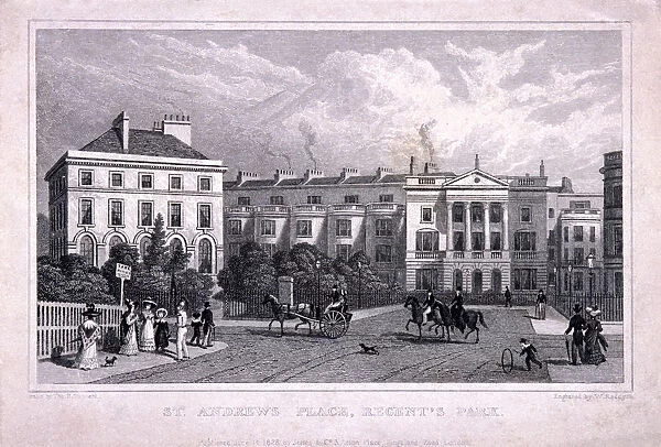 St Andrews Place, Regents Park, Marylebone, London, 1828. Artist: William Radclyffe