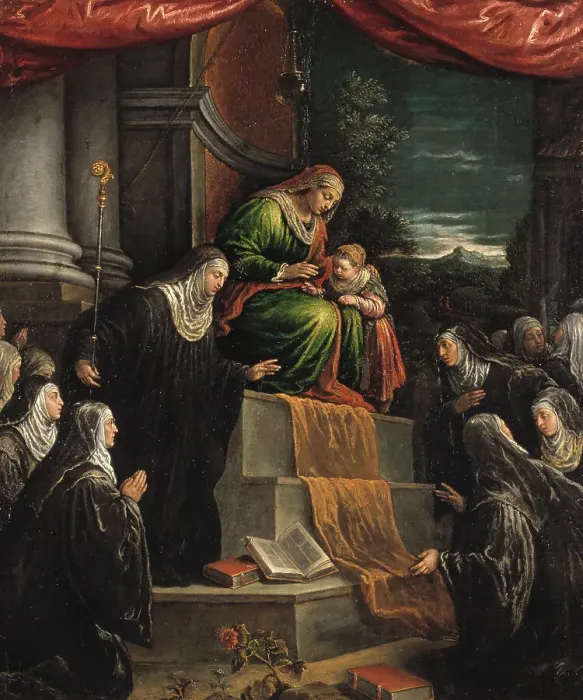 Framed Print : St Anne and the Infant St Mary. Creator: Leandro Bassano Framed Print : St Anne and the Infant St Mary. Creator: Leandro Bassano