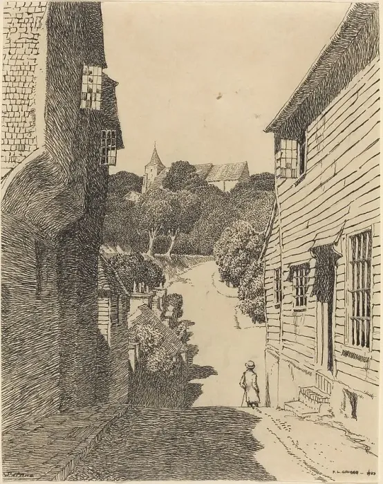 Framed Print : St. Anne's Church from Southover, 1903. Creator: Frederick Landseer Maur Griggs Framed Print : St. Anne's Church from Southover, 1903. Creator: Frederick Landseer Maur Griggs