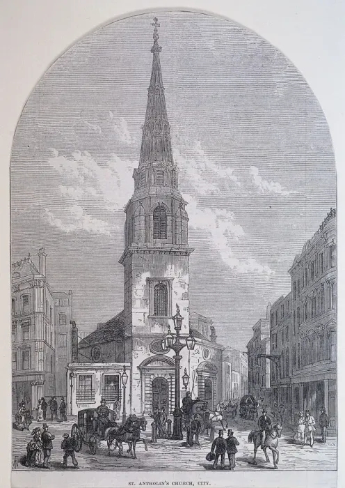 Framed Print : St Antholin, Watling Street, London, c1870
