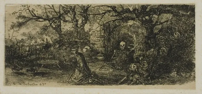 Framed Print : St. Anthony and Death, 1837. Creator: Rodolphe Bresdin Framed Print : St. Anthony and Death, 1837. Creator: Rodolphe Bresdin