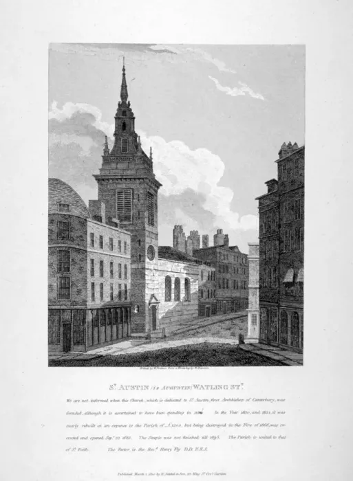 Framed Print : St Augustine, Watling Street, City of London, 1810. Artist Framed Print : St Augustine, Watling Street, City of London, 1810. Artist