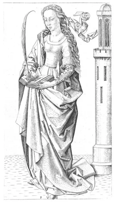 Framed Print : St. Barbara, late 15th century. Creator: Master FVB Framed Print : St. Barbara, late 15th century. Creator: Master FVB