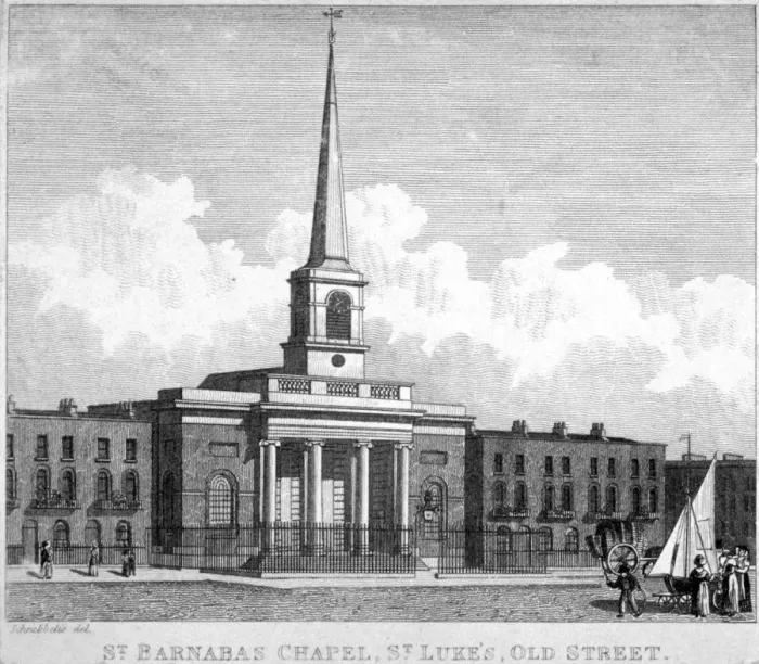 Framed Print : St Barnabas Chapel, Finsbury, London, c1820. Artist Framed Print : St Barnabas Chapel, Finsbury, London, c1820. Artist