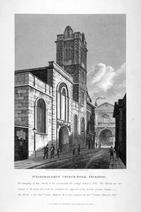 Framed Print : St Bartholomew-by-the-Exchange, City of London, 1811. Artist:s Lacey Framed Print : St Bartholomew-by-the-Exchange, City of London, 1811. Artist:s Lacey