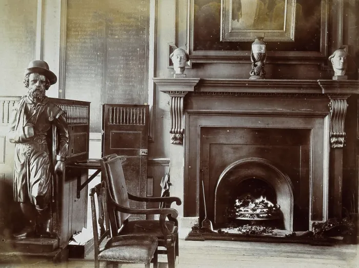 Framed Print : St Bartholomew's Hospital, London: the fireplace in the steward's office, c1907 Framed Print : St Bartholomew's Hospital, London: the fireplace in the steward's office, c1907