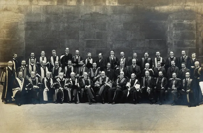 Framed Print : St Bartholomew's Hospital, London: group portrait in academic costume, c1908. Creator: Unknown. St Bartholomew's Hospital, London: group portrait in academic costume, c1908 Framed Print : St Bartholomew's Hospital, London: group portrait in academic costume, c1908. Creator: Unknown. St Bartholomew's Hospital, London: group portrait in academic costume, c1908