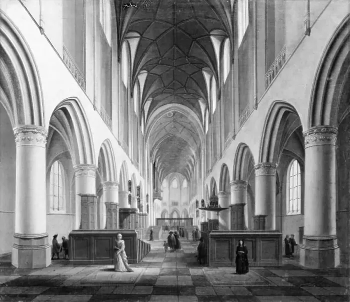 Framed Print : St Bavokerk, Haarlem, Viewed from West to East, 1681. Creator: Isaak van Nickele Framed Print : St Bavokerk, Haarlem, Viewed from West to East, 1681. Creator: Isaak van Nickele