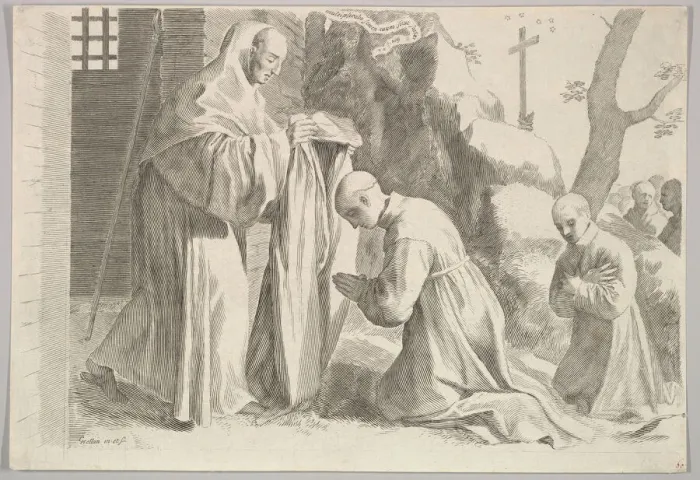 Framed Print : St. Bernard Receives a Monks Habit. Creator: Claude Mellan Framed Print : St. Bernard Receives a Monks Habit. Creator: Claude Mellan