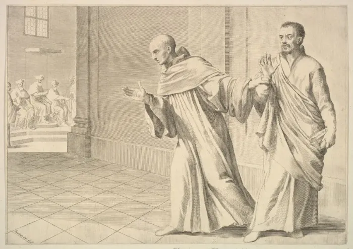 Framed Print : St. Bernard Taking a Brother to an Assembly. Creator: Claude Mellan Framed Print : St. Bernard Taking a Brother to an Assembly. Creator: Claude Mellan
