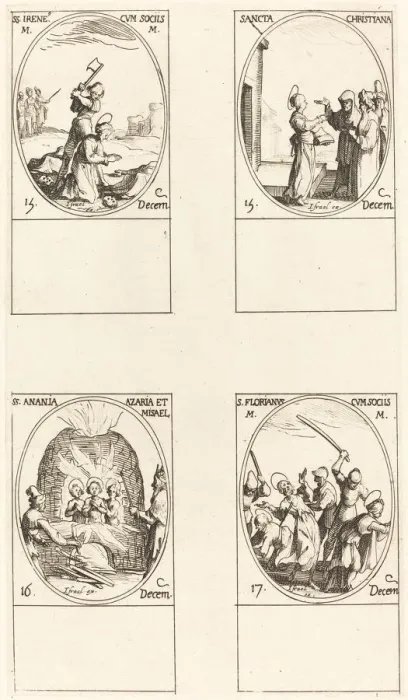 Framed Print : St. Bibiana; St. Birinus; St. Barbara; St. Sabbas. Creator: Jacques Callot Framed Print : St. Bibiana; St. Birinus; St. Barbara; St. Sabbas. Creator: Jacques Callot