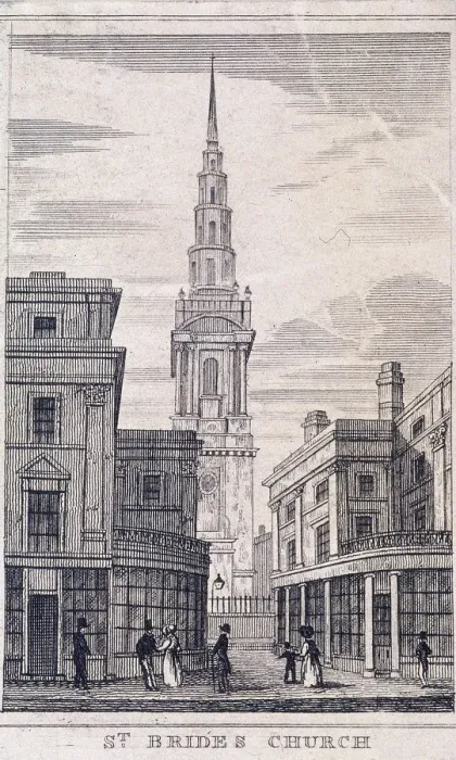 Framed Print : St Bride, London, c1830 Framed Print : St Bride, London, c1830