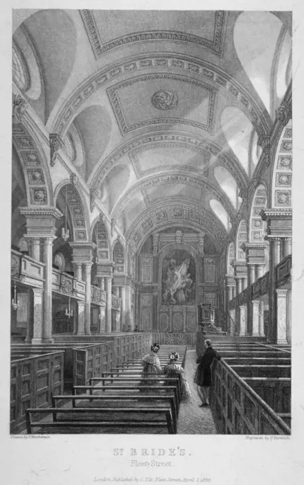 Framed Print : St Brides Church, Fleet Street, City of London, 1839. Artist: T Turnbull Framed Print : St Brides Church, Fleet Street, City of London, 1839. Artist: T Turnbull