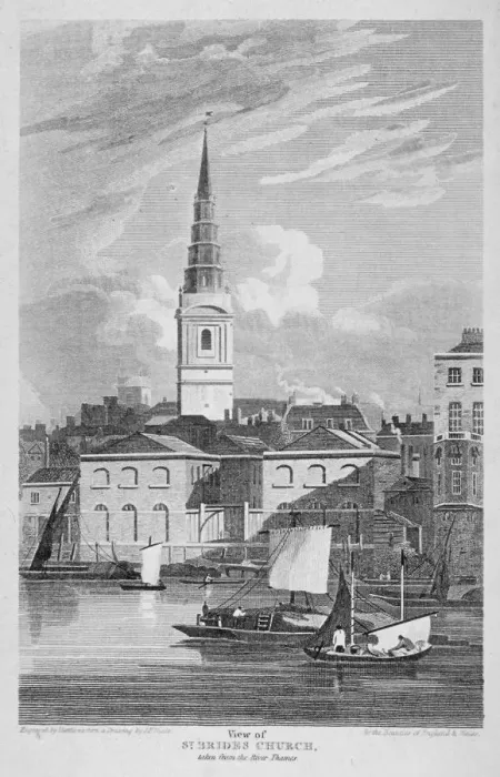 Framed Print : St Brides Church, Fleet Street, City of London, 1815. Artist: Matthews Framed Print : St Brides Church, Fleet Street, City of London, 1815. Artist: Matthews