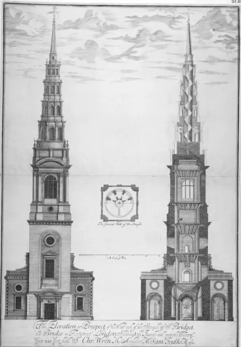 Framed Print : St Brides Church, Fleet Street, City of London, 1700 Framed Print : St Brides Church, Fleet Street, City of London, 1700