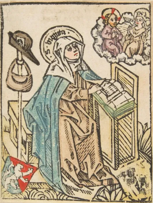 Framed Print : St. Bridget (Schr. 1307a), 15th century. 15th century. Creator: Anon Framed Print : St. Bridget (Schr. 1307a), 15th century. 15th century. Creator: Anon