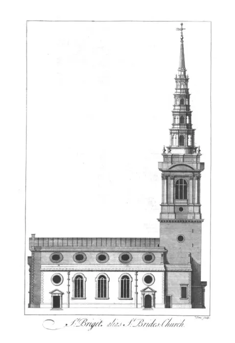 Framed Print : St. Briget alias St. Brides Church. mid 18th century. Artist: William Henry Toms Framed Print : St. Briget alias St. Brides Church. mid 18th century. Artist: William Henry Toms