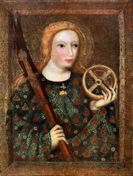 Framed Print : St Catherine, 1365-1367 (1955). Artist: Master Theodoric Framed Print : St Catherine, 1365-1367 (1955). Artist: Master Theodoric