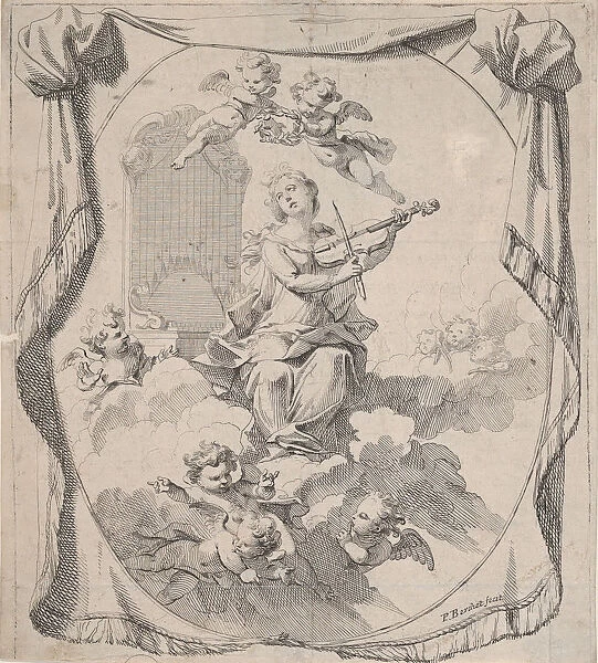 St. Cecilia on Clouds Upheld by Angels, 1696. 1696. Creator: Pierre Berchet