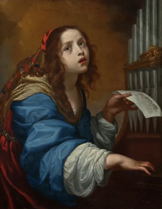 Framed Print : St Cecilia Playing the Organ, mid-17th-early 18th century. Creator: Onorio Marinari Framed Print : St Cecilia Playing the Organ, mid-17th-early 18th century. Creator: Onorio Marinari
