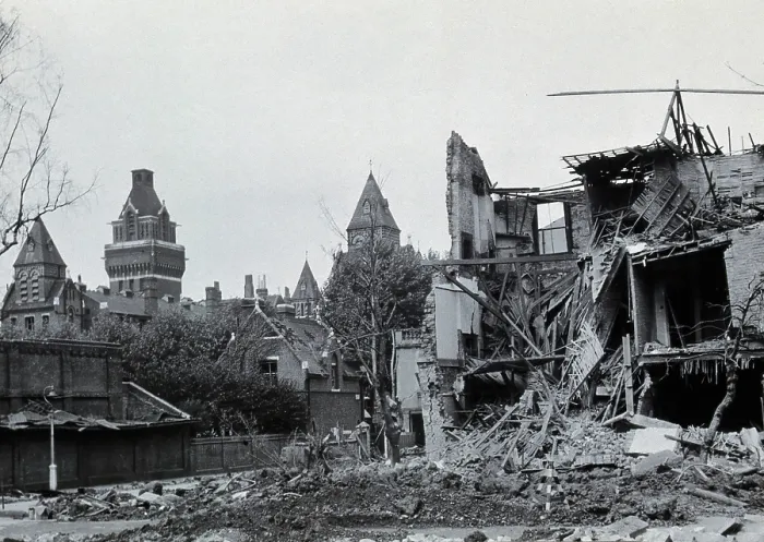 Framed Print : St Charles Hospital, London: building damaged by bomb, (1940). Creator: Unknown Framed Print : St Charles Hospital, London: building damaged by bomb, (1940). Creator: Unknown
