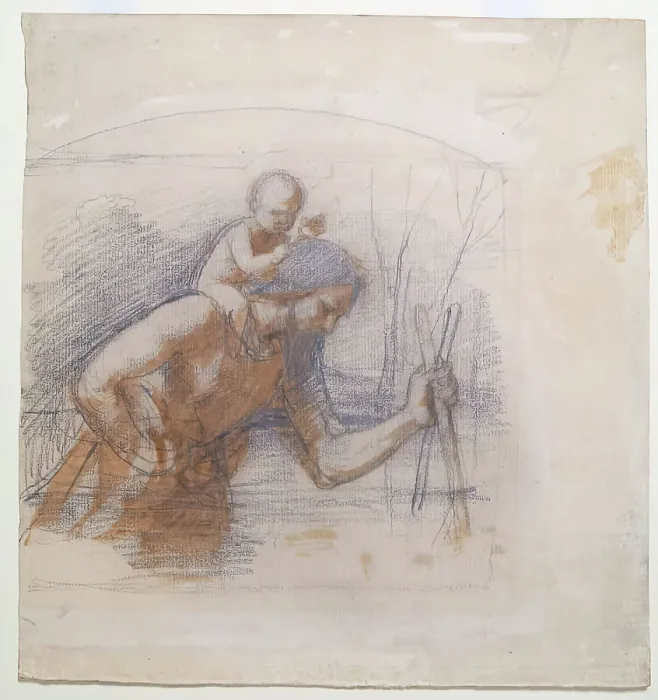 Framed Print : St Christopher, 1850-1864. Creator: William Dyce Framed Print : St Christopher, 1850-1864. Creator: William Dyce