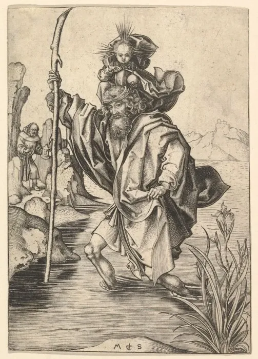 Framed Print : St. Christopher, ca. 1435-1491. Creator: Martin Schongauer