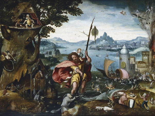 St Christopher Crossing the River, 1506-c1527. Artist: Jan de Cock