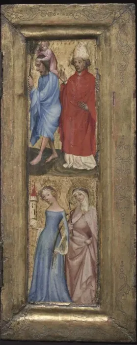 Framed Print : St. Christopher and St. Erasmus; St. Barbara and another female saint, c. 1424. Creator: Unknown Framed Print : St. Christopher and St. Erasmus; St. Barbara and another female saint, c. 1424. Creator: Unknown