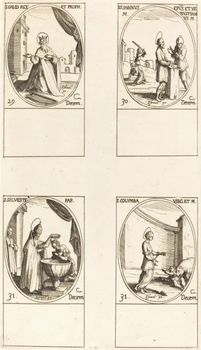 Framed Print : St. David, King and Prophet; Sts. Sabinus and Venustianus; St. Sylvester; St. Colomba Framed Print : St. David, King and Prophet; Sts. Sabinus and Venustianus; St. Sylvester; St. Colomba