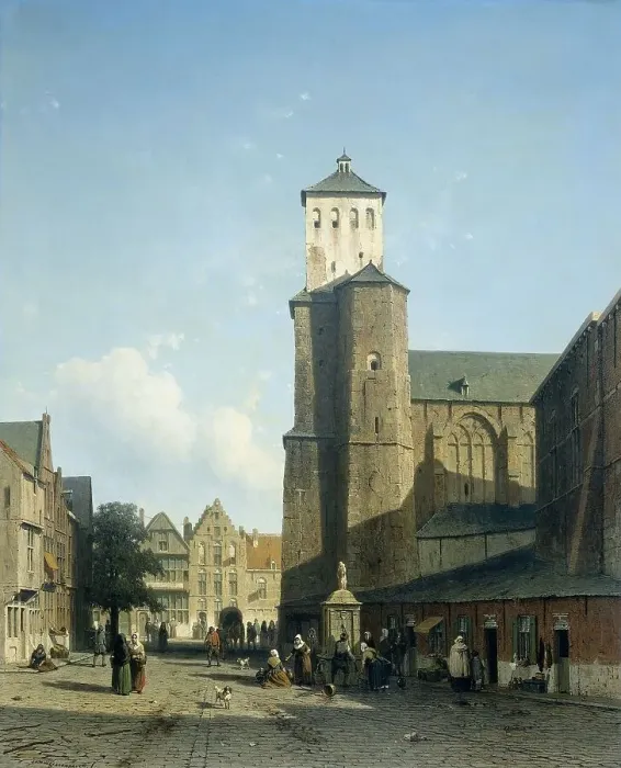 Framed Print : St Denis Church in Liège, 1850-1860. Creator: Jan Weissenbruch Framed Print : St Denis Church in Liège, 1850-1860. Creator: Jan Weissenbruch